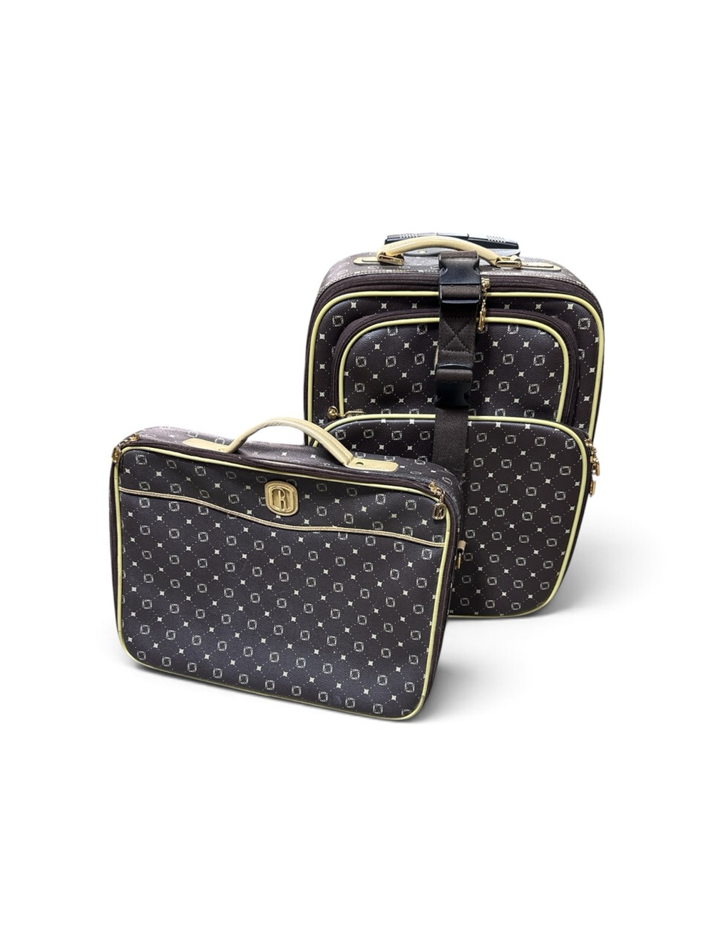 Vintage Y2K Peter Belisi Rolling Carry-On Luggage & Laptop Bag Leather Set
